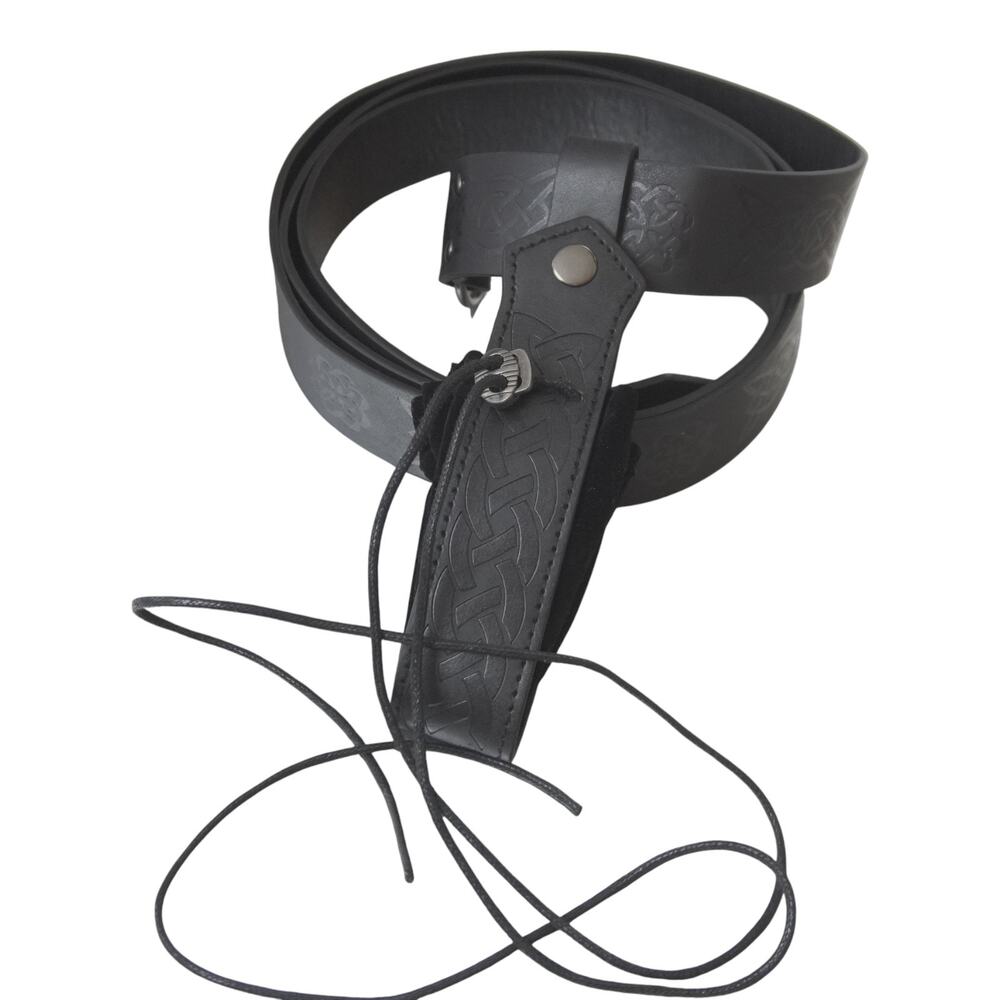 Celtic Viking Black Wrap Belt & Drawstring Pouch Ren Faire LARP Cosplay - Picture 7 of 14